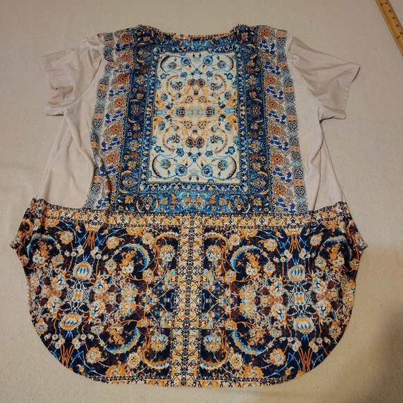 NYGARD Bohemian Hippie Abstract Print High-Low Tunic Top Women's Petite Large O - Picture 5 of 7